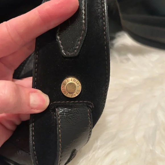 Vintage YSL Yves Saint Laurent Severine Leather Suede Tote Black & Gold ๐ฎ๐น Made - Picture 12 of 14